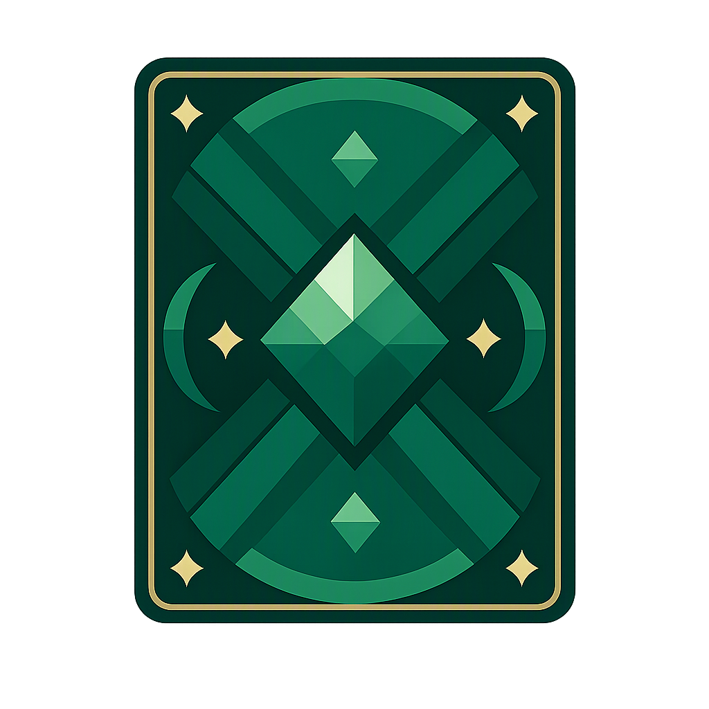 Trading card sleeve, emerald and gold foil edition